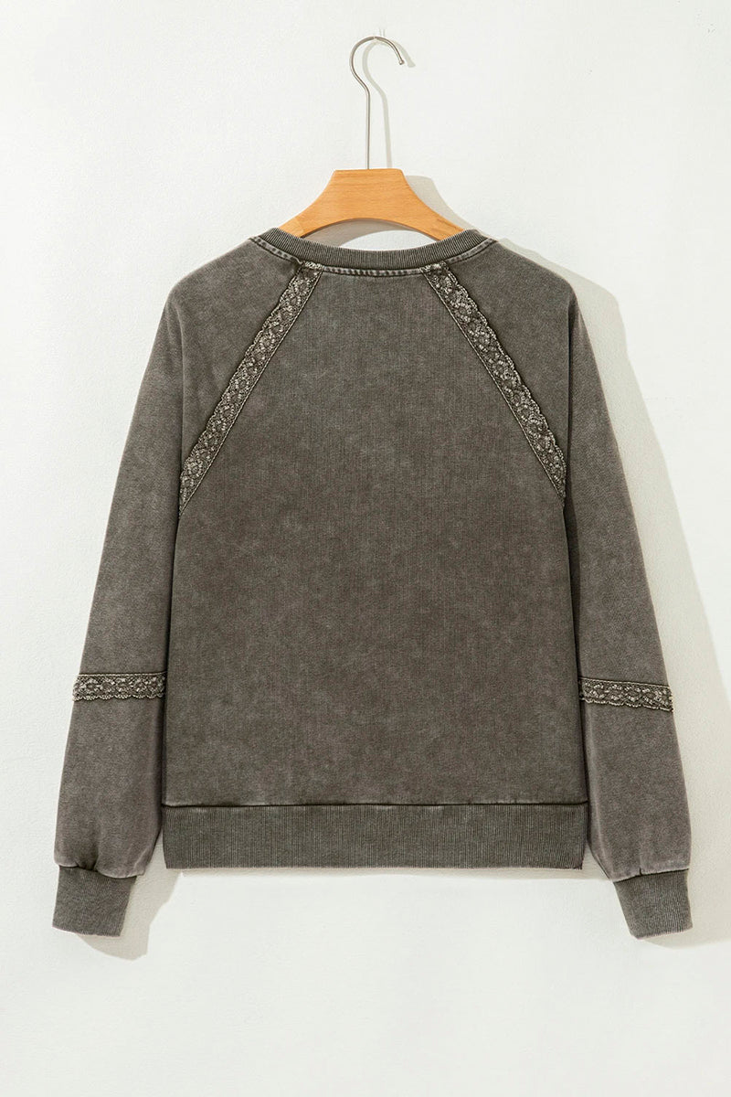 Casual Lace Detail Sweatshirt