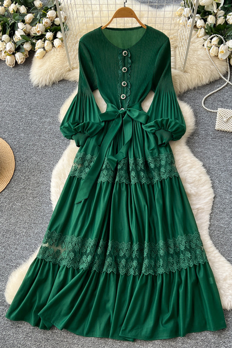 Buttoned Ruffle Sleeve Maxi Dress
