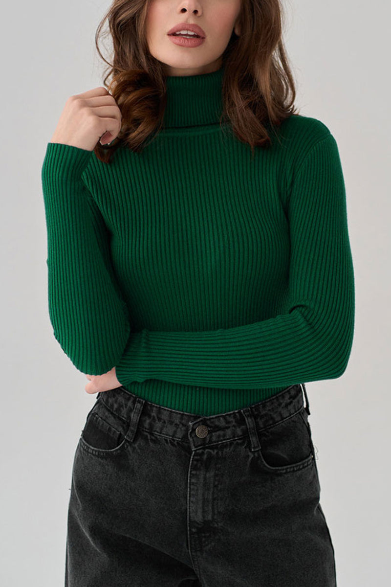 Ribbed High Neck Sweater
