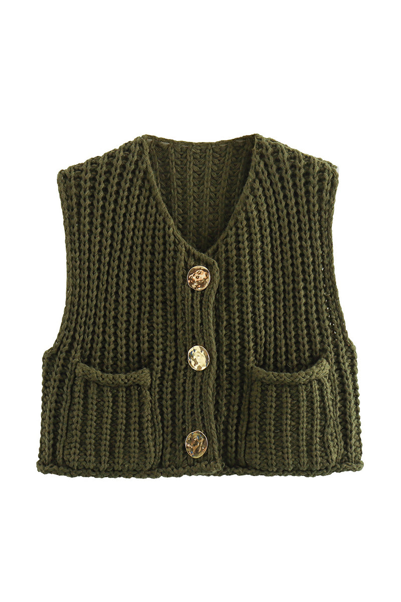 Textured Button-Up Sweater Vest