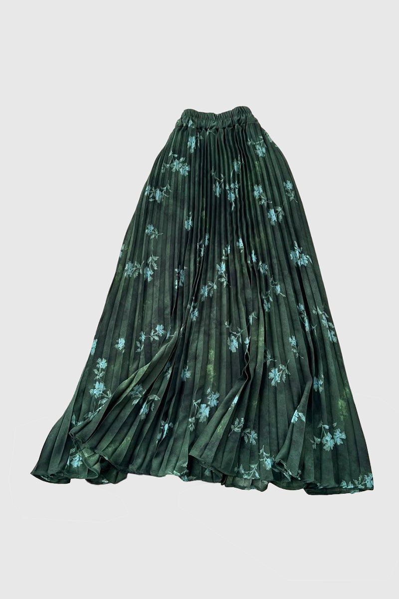Floral Pleated Midi Skirt