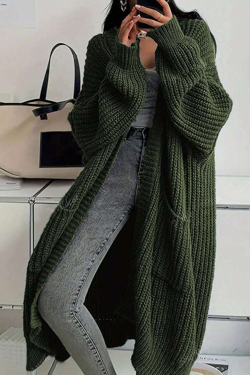 Oversized Open-Front Knit Cardigan
