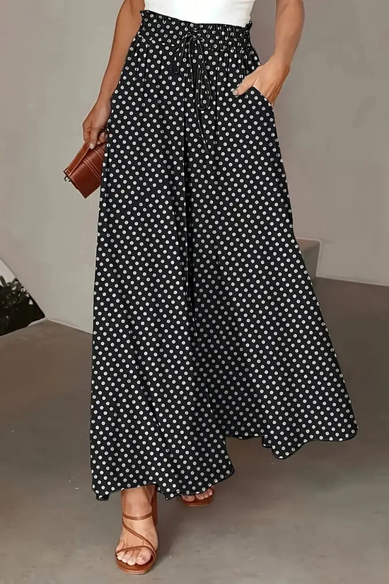 Polka Dot High-Waist Casual Pants