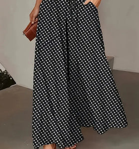 Polka Dot High-Waist Casual Pants