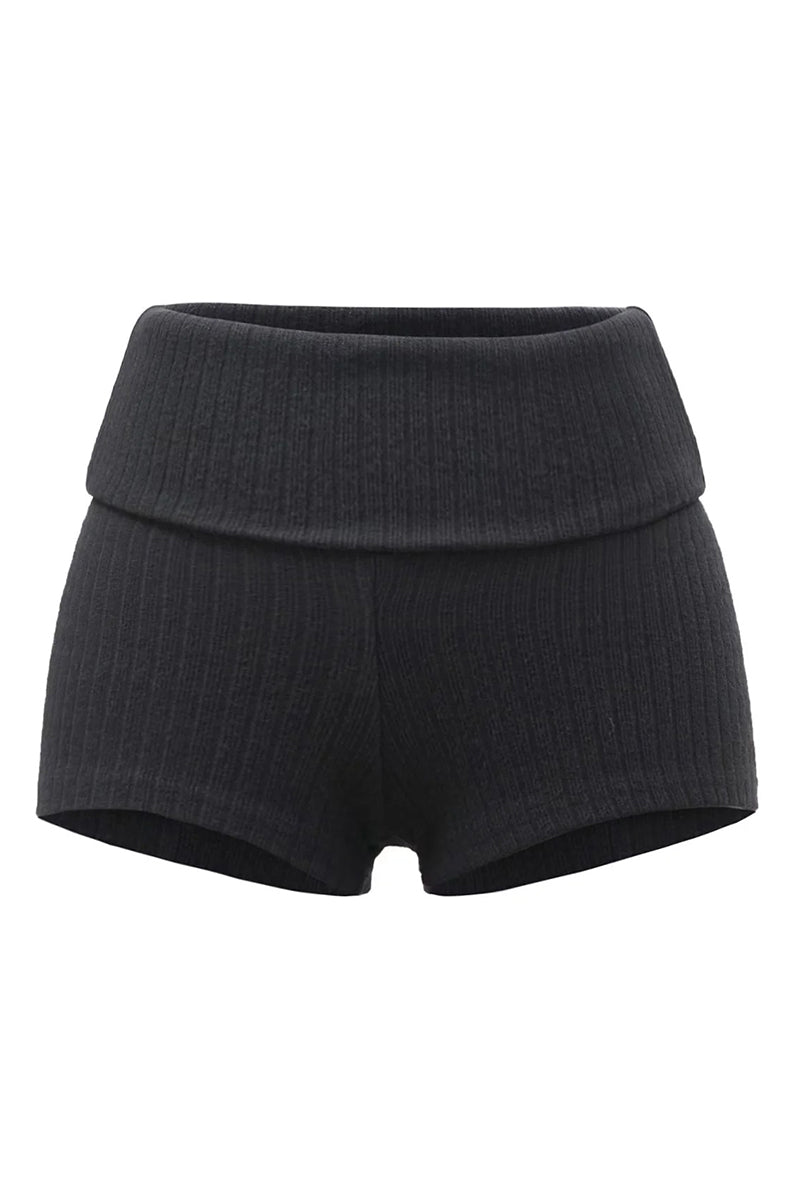 Foldover Casual Knit Shorts
