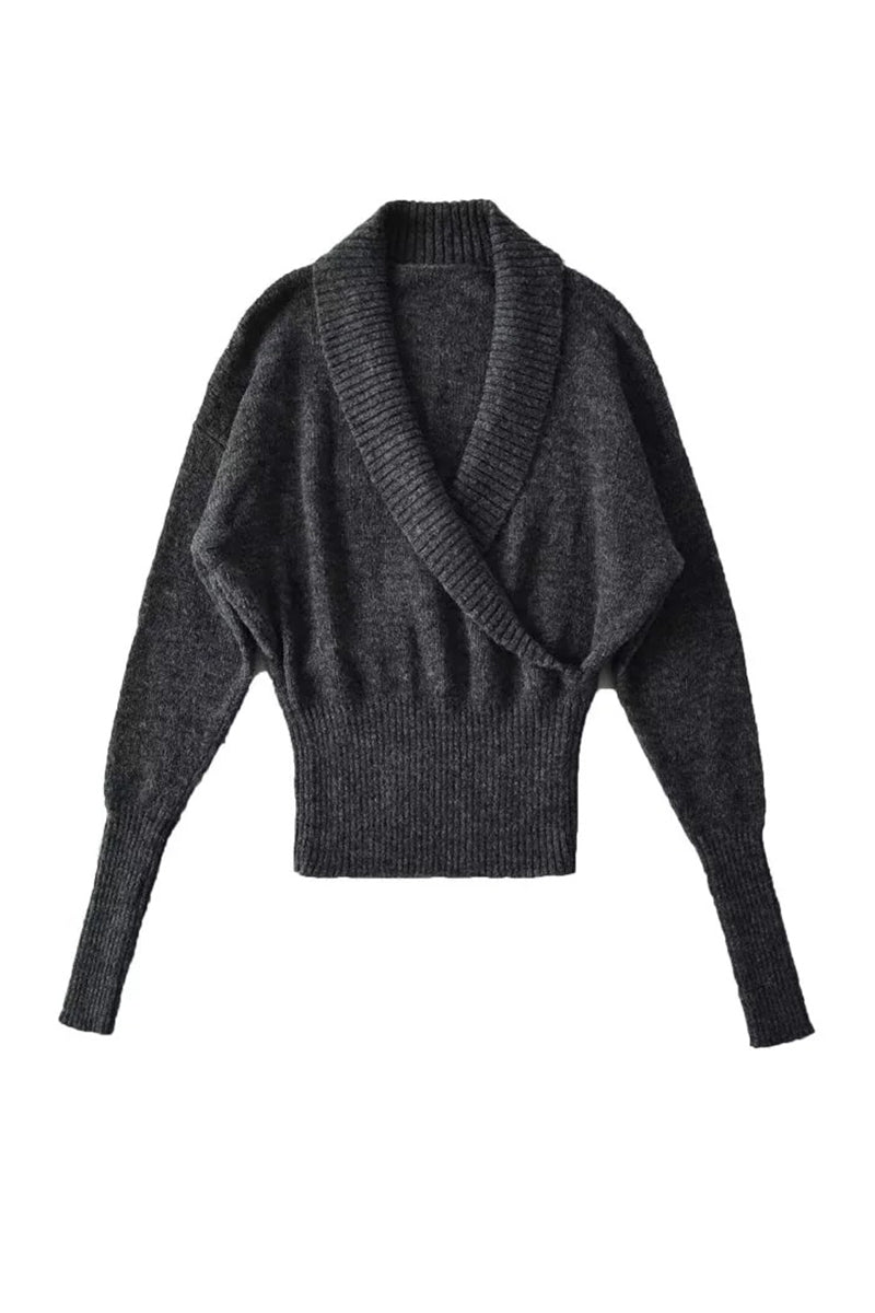 Elegant Wrap V-Neck Sweater