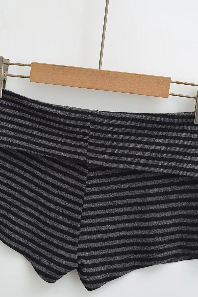 Striped Casual High-Waist Shorts