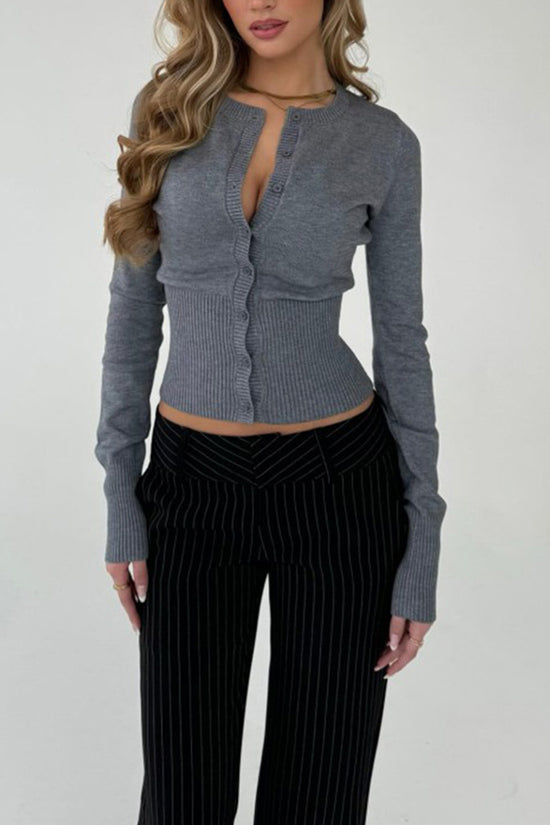 Classic Ribbed Button-Up Cardigan
