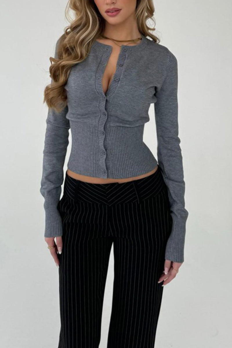 Classic Ribbed Button-Up Cardigan