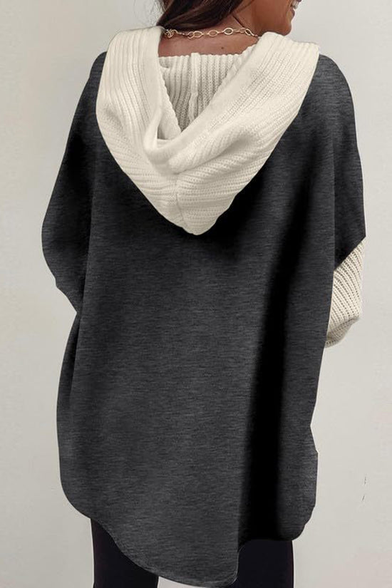 Trendy Button-Up Hoodie Sweatshirt