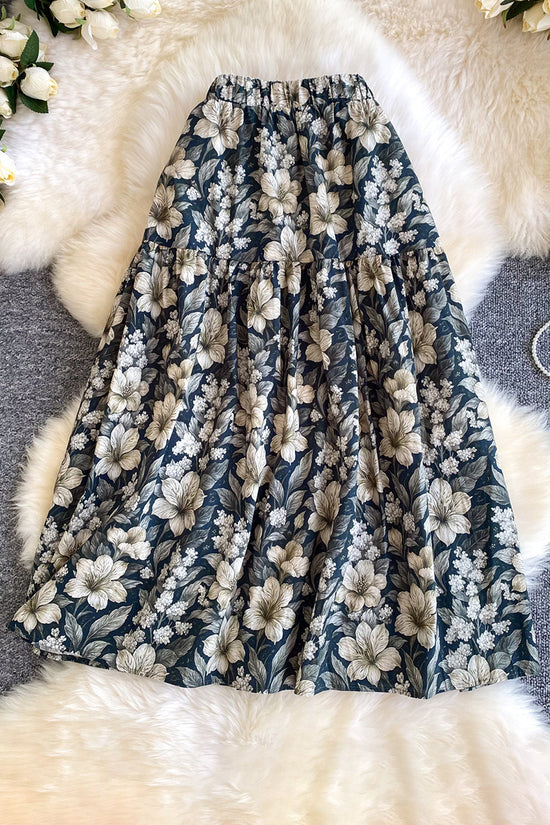 Floral Tiered Midi Skirt