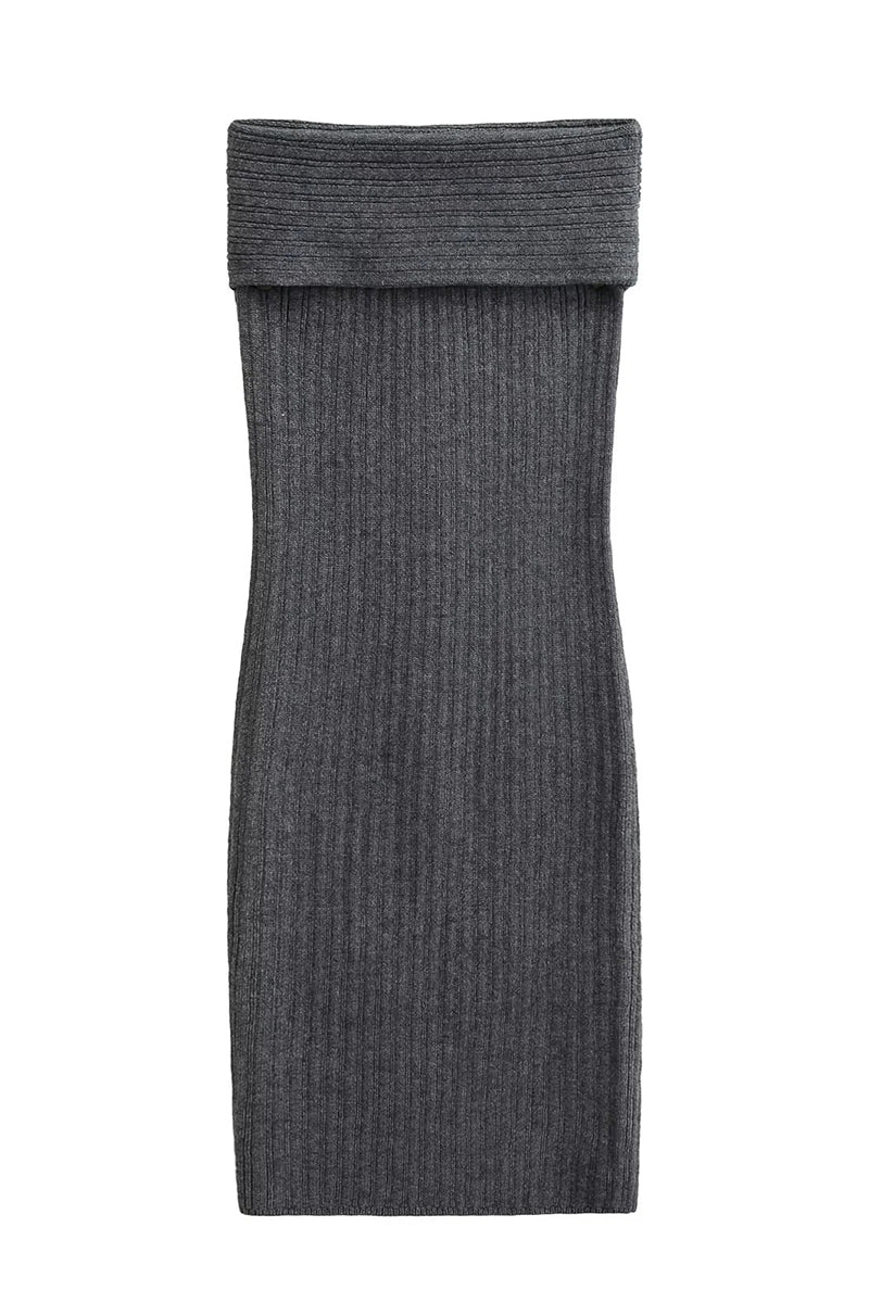 Ribbed Foldover Casual Dress