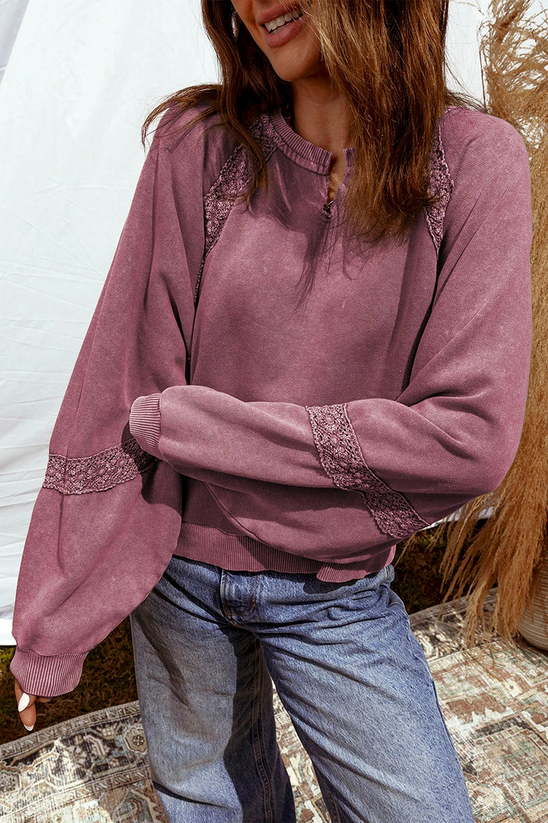 Casual Lace Detail Sweatshirt