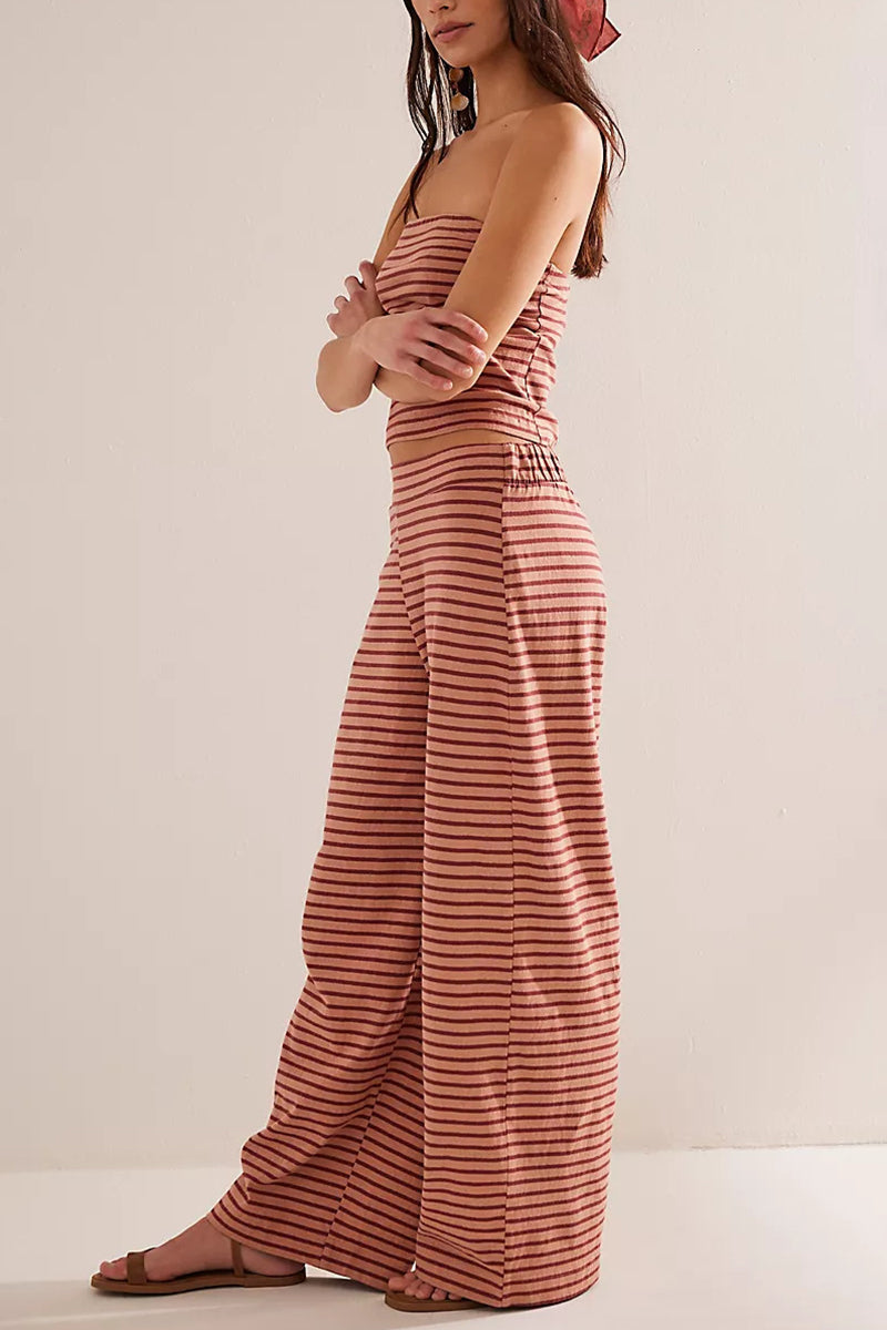 Striped Tube Top and Pants Set