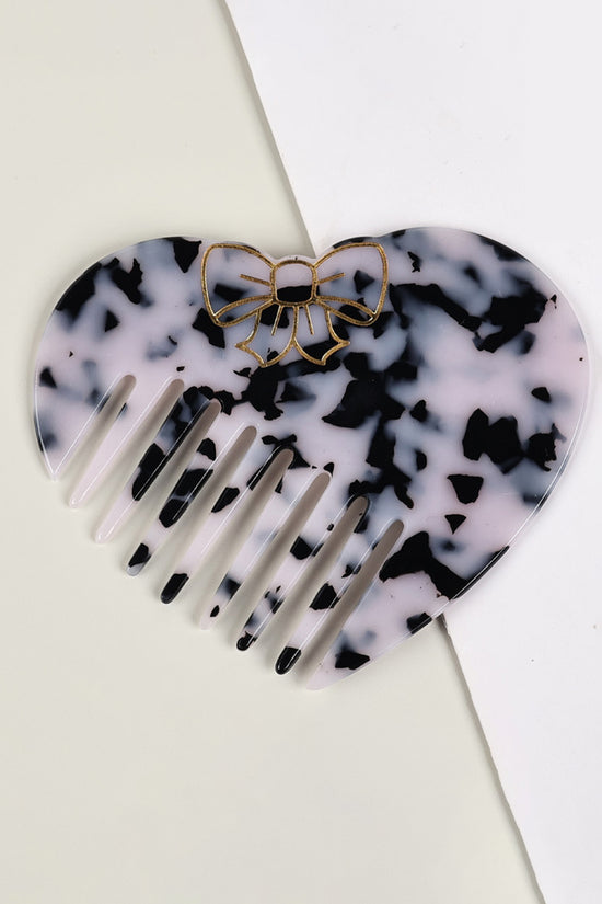 Heart-Shaped Bow Accent Hair Comb
