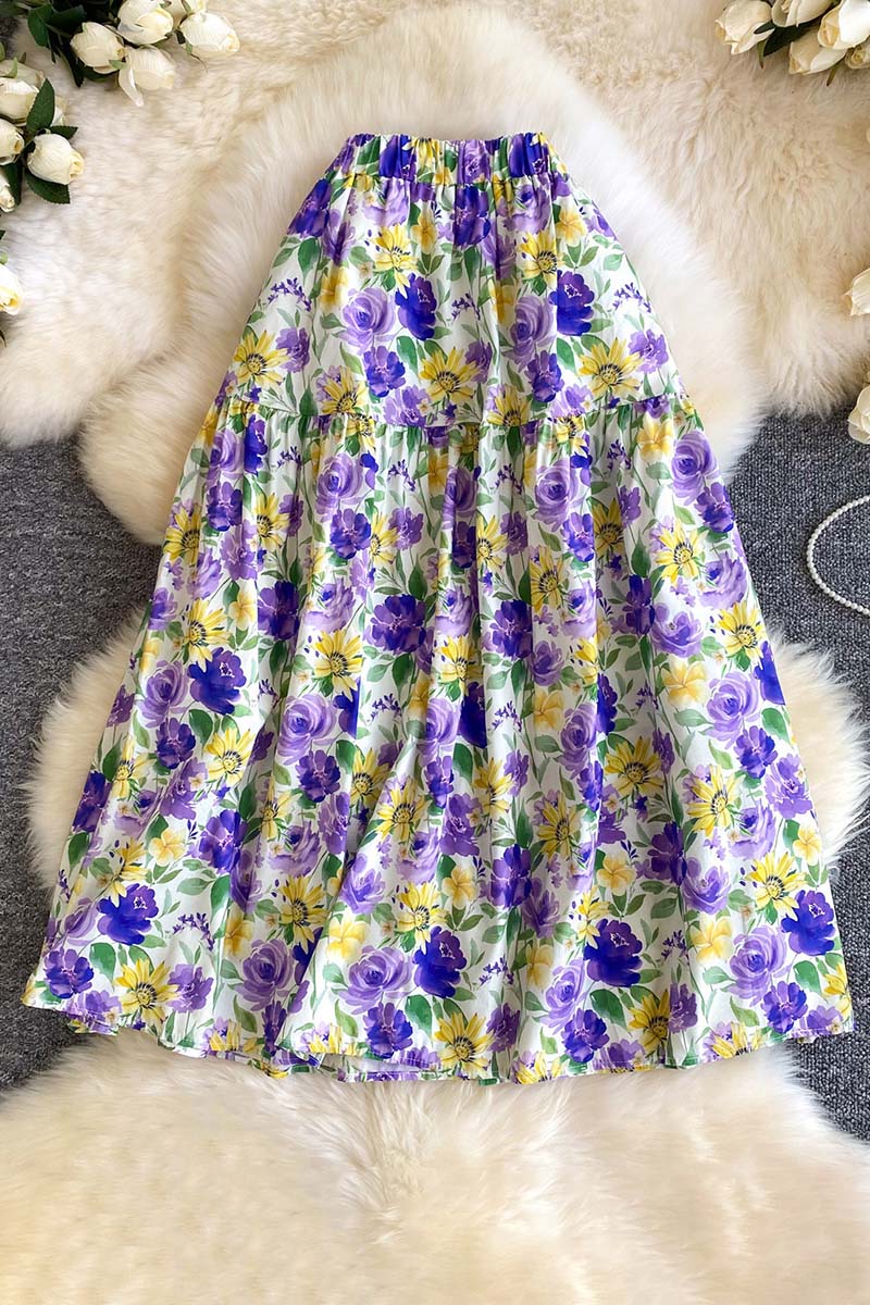 Floral Tiered Midi Skirt