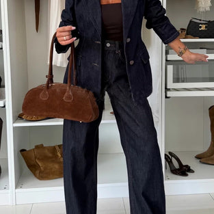 Chic Denim Blazer and Pants Set