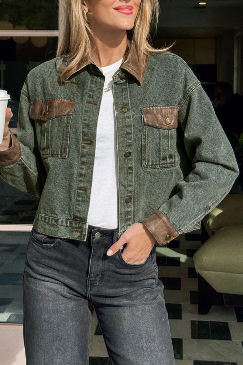 Chic Cropped Denim Jacket with Pockets