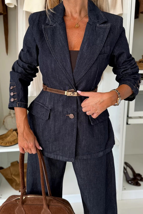 Chic Denim Blazer and Pants Set