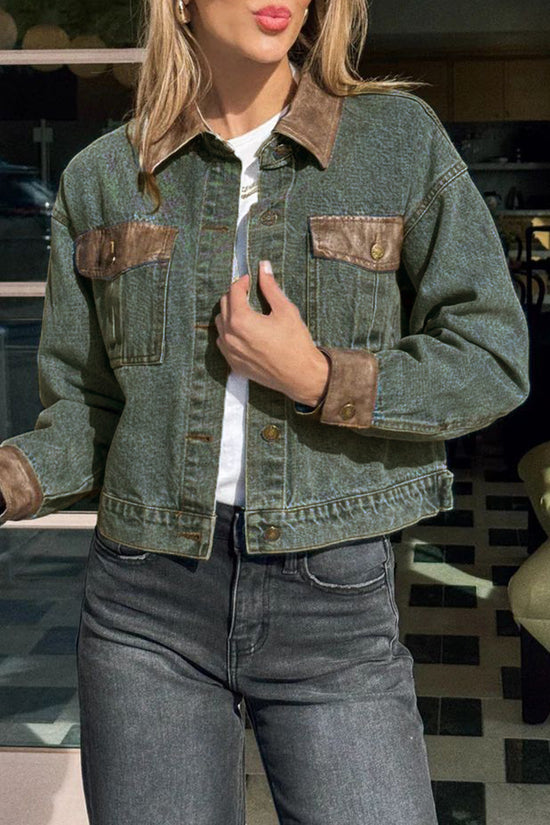 Chic Cropped Denim Jacket with Pockets