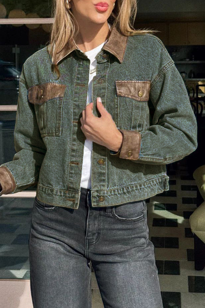 Chic Cropped Denim Jacket with Pockets