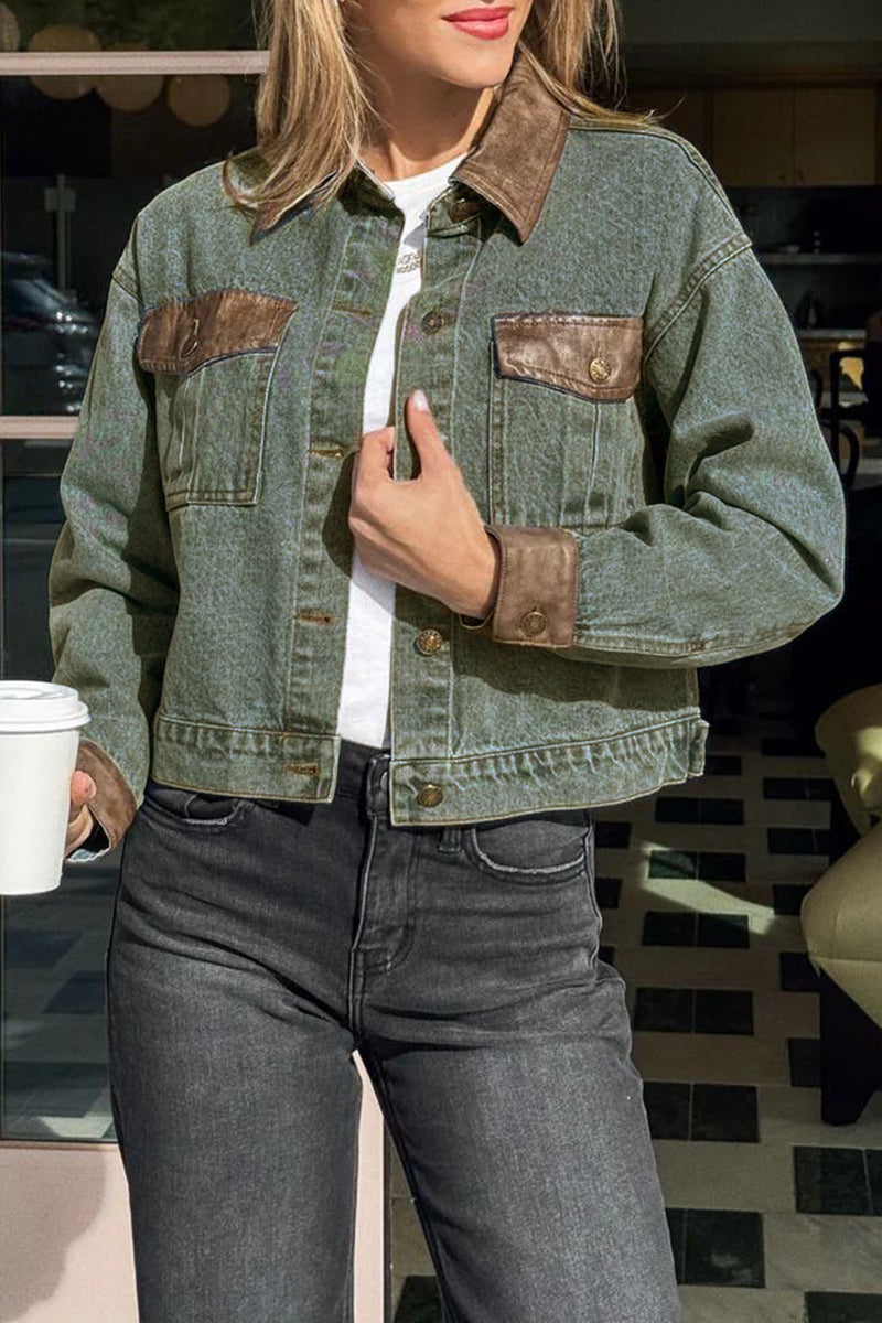 Chic Cropped Denim Jacket with Pockets