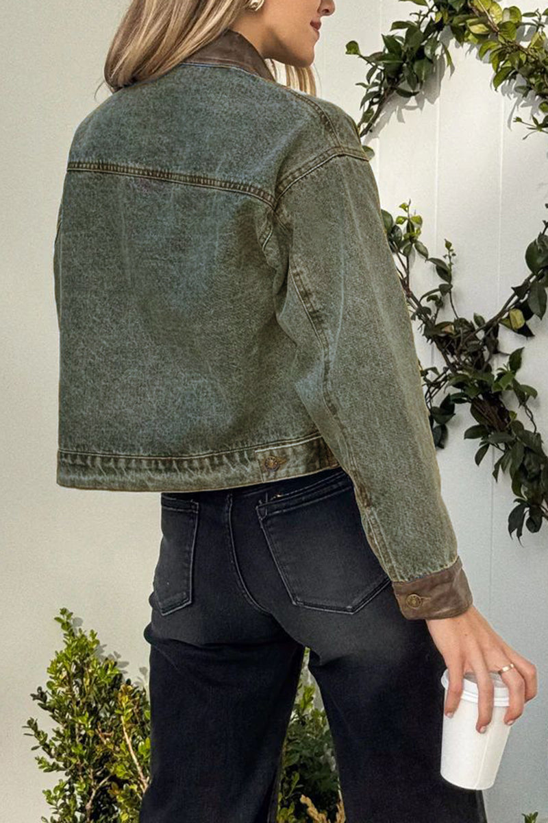 Chic Cropped Denim Jacket with Pockets