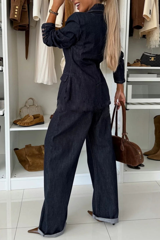 Chic Denim Blazer and Pants Set