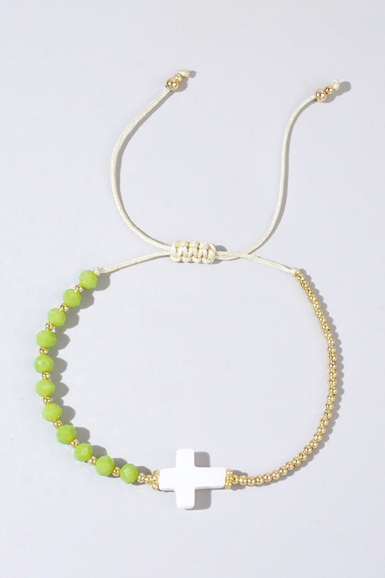 Elegant Beaded Cross Bracelet