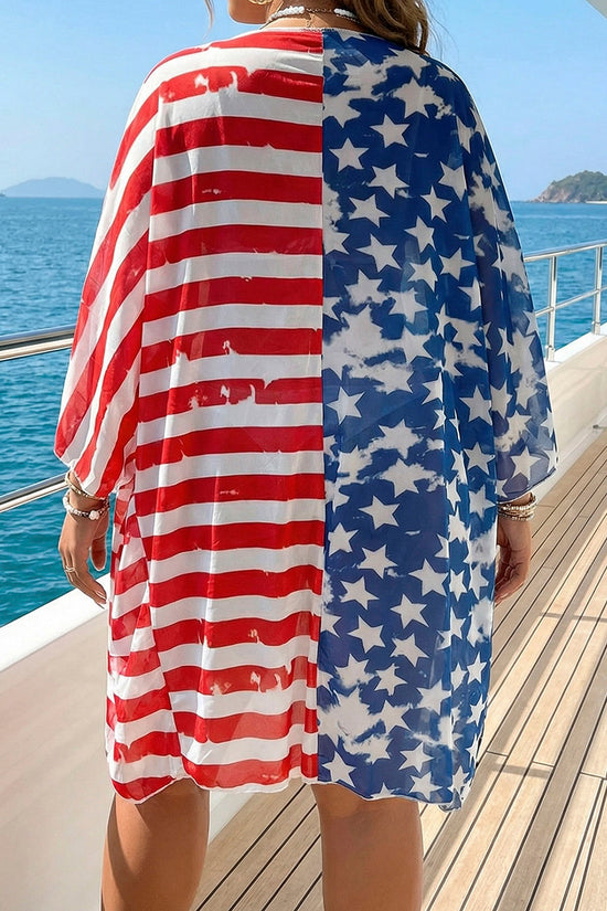 Star-Spangled Kimono Cover-Up