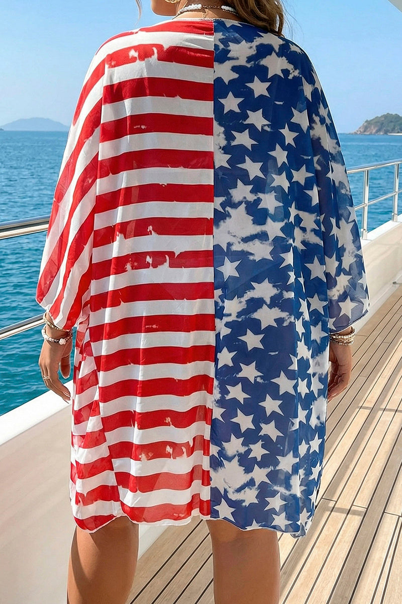 Star-Spangled Kimono Cover-Up