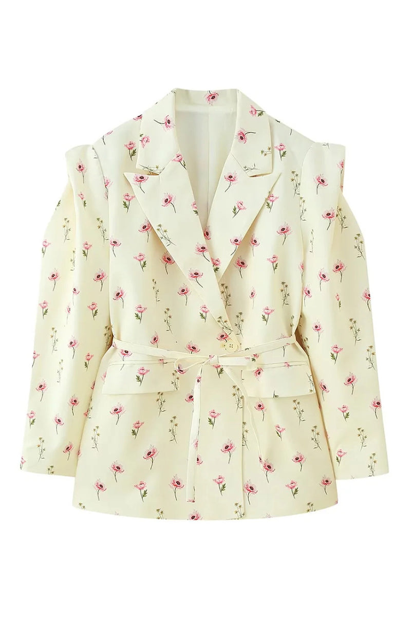 Elegant Belted Blazer Jacket