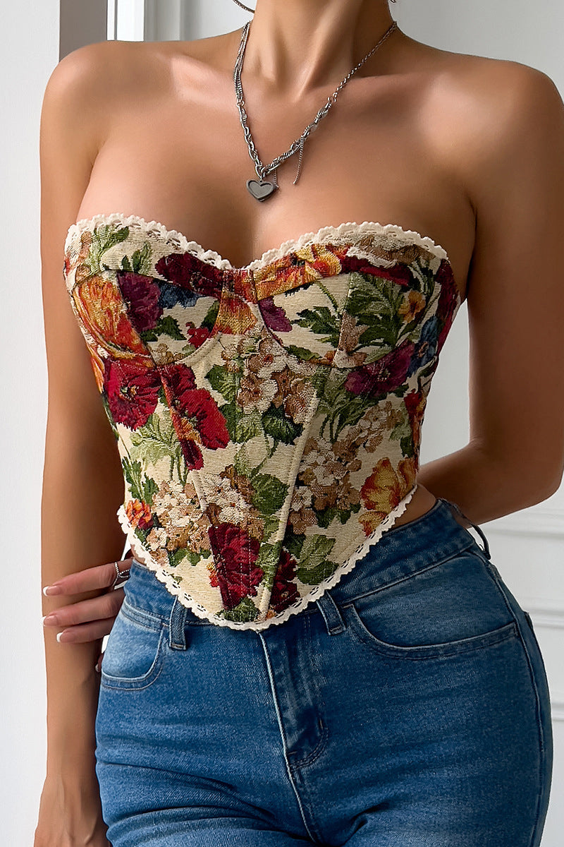 Floral Corset Tube Top
