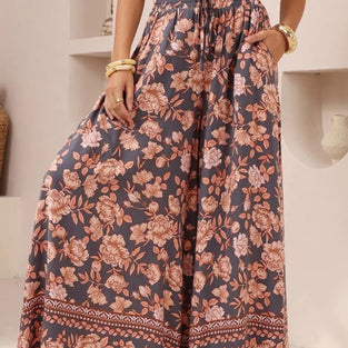 Floral Wide-Leg Casual Pants