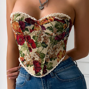 Floral Corset Tube Top