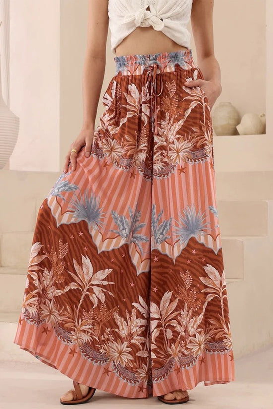 Floral Wide-Legged Casual Pants