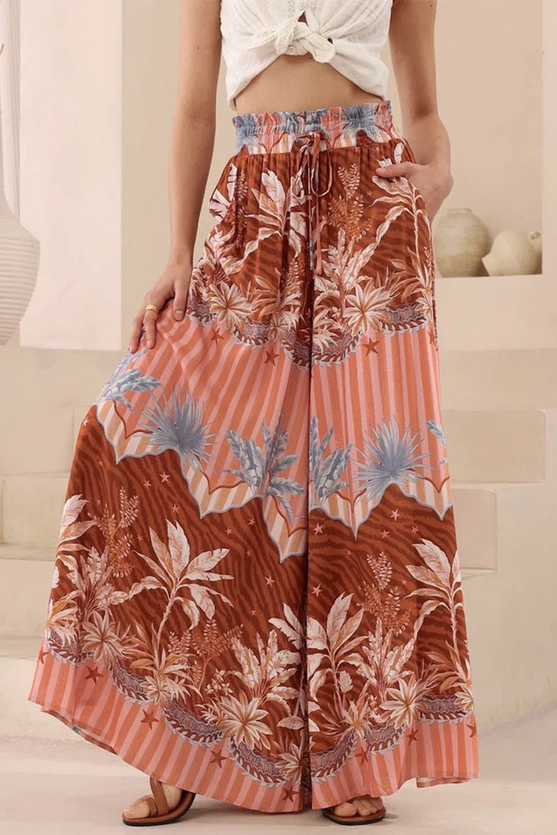 Floral Wide-Legged Casual Pants