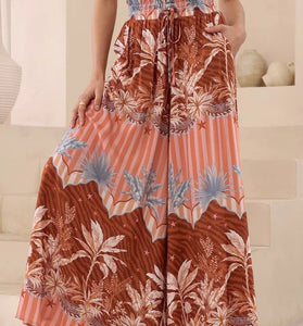 Floral Wide-Legged Casual Pants