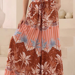 Floral Wide-Legged Casual Pants