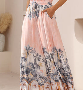 Tropical Print Flowing Casual Pants