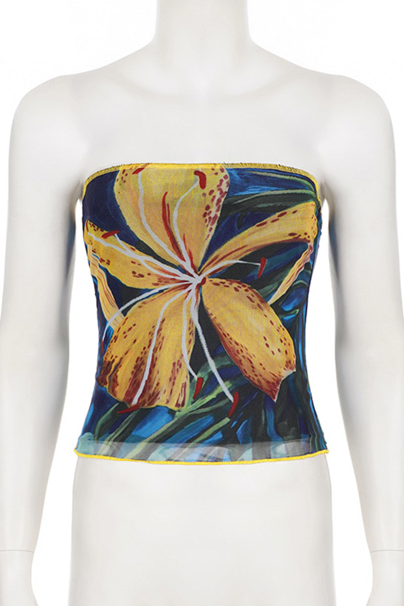 Floral Strapless Bodycon Tank Top