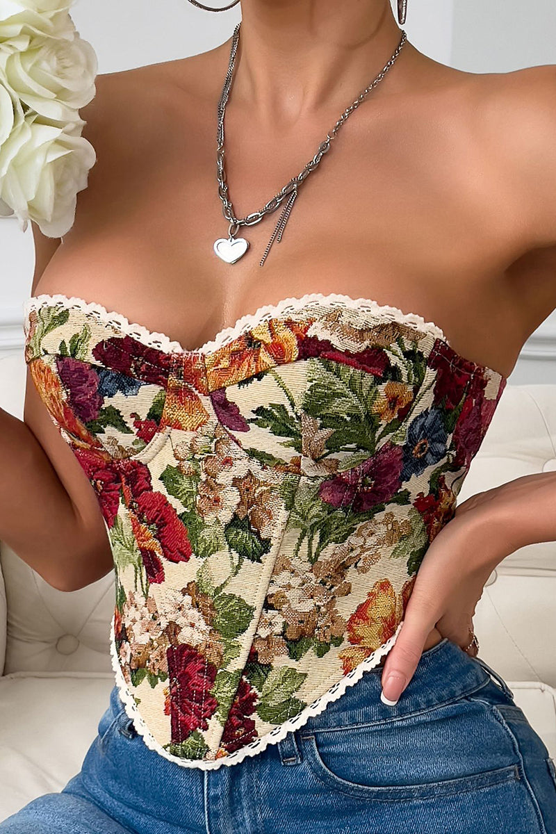 Floral Corset Tube Top