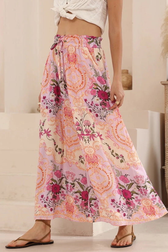 Floral Bohemian Wide-Leg Pants