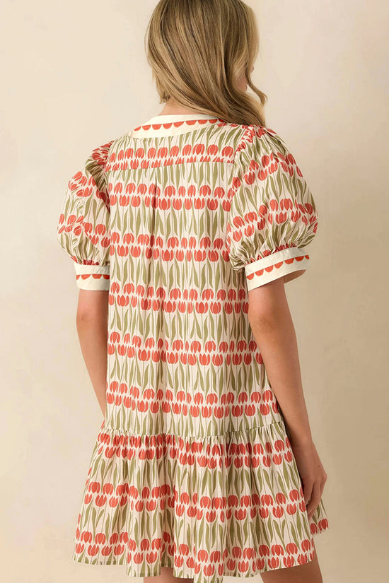 Tulip Floral Puff Sleeve Mini Dress