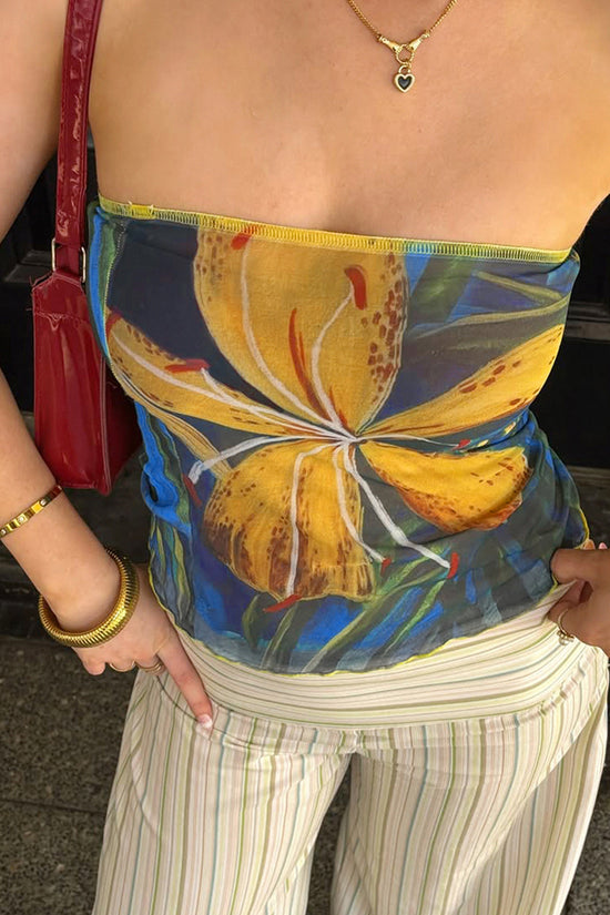 Floral Strapless Bodycon Tank Top