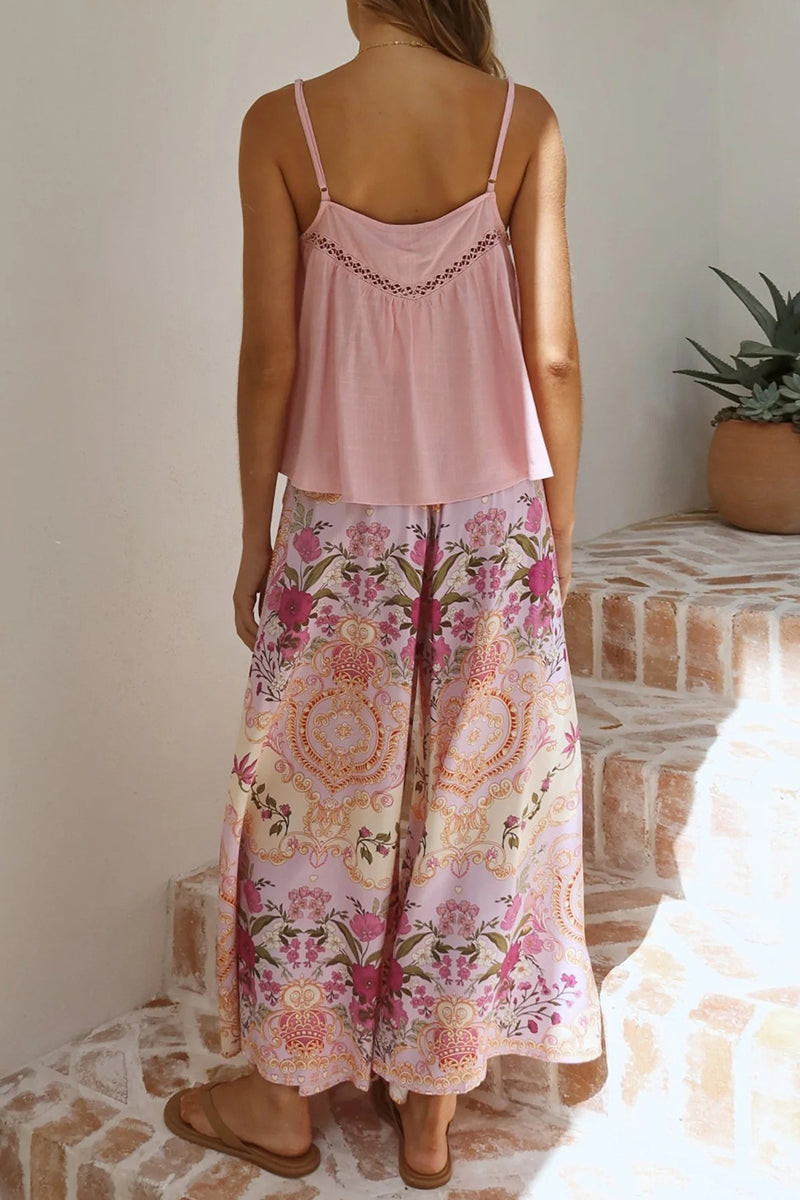 Floral Bohemian Wide-Leg Pants