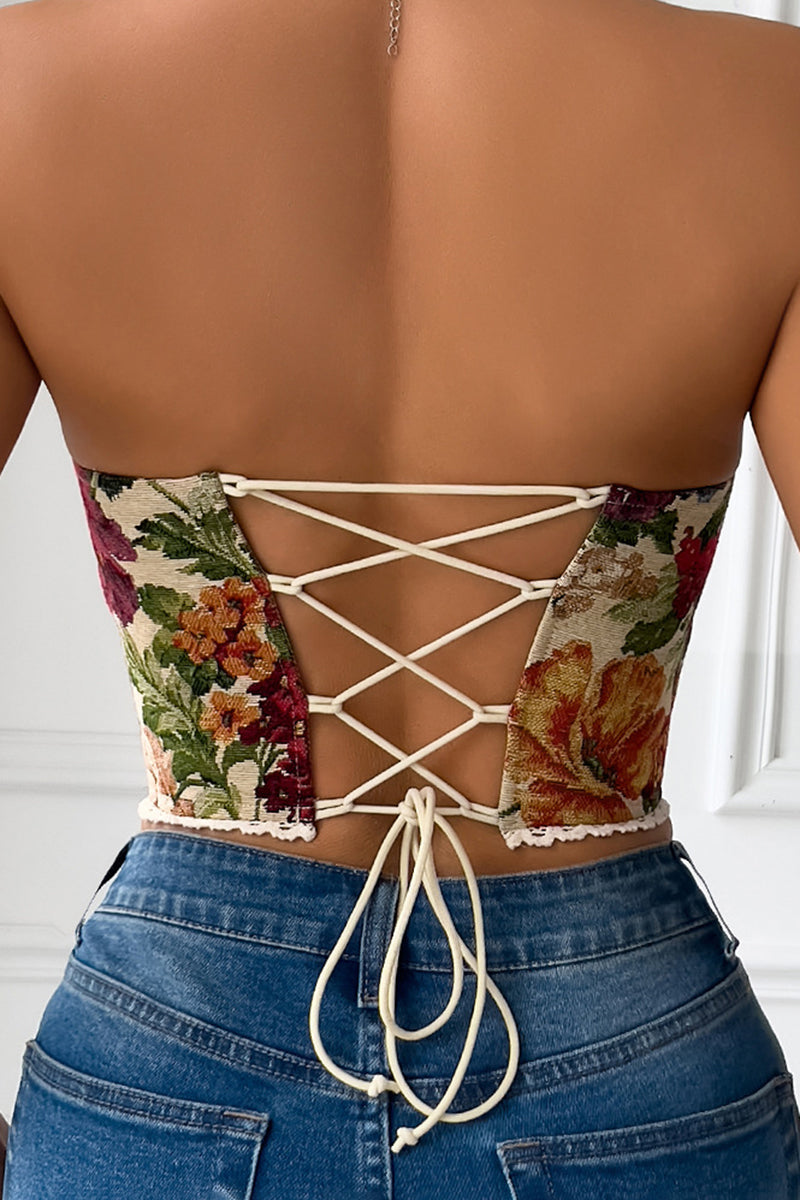 Floral Corset Tube Top