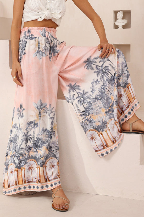 Tropical Print Flowing Casual Pants