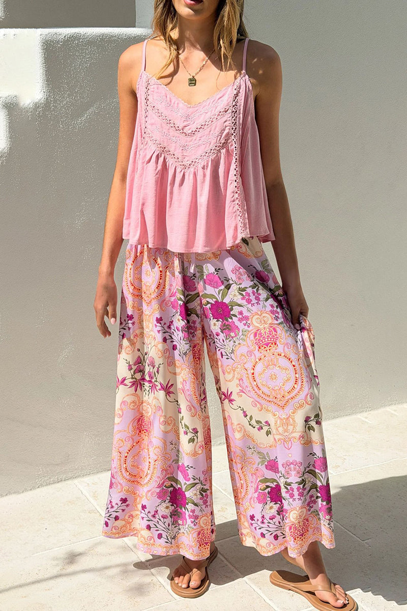 Floral Bohemian Wide-Leg Pants