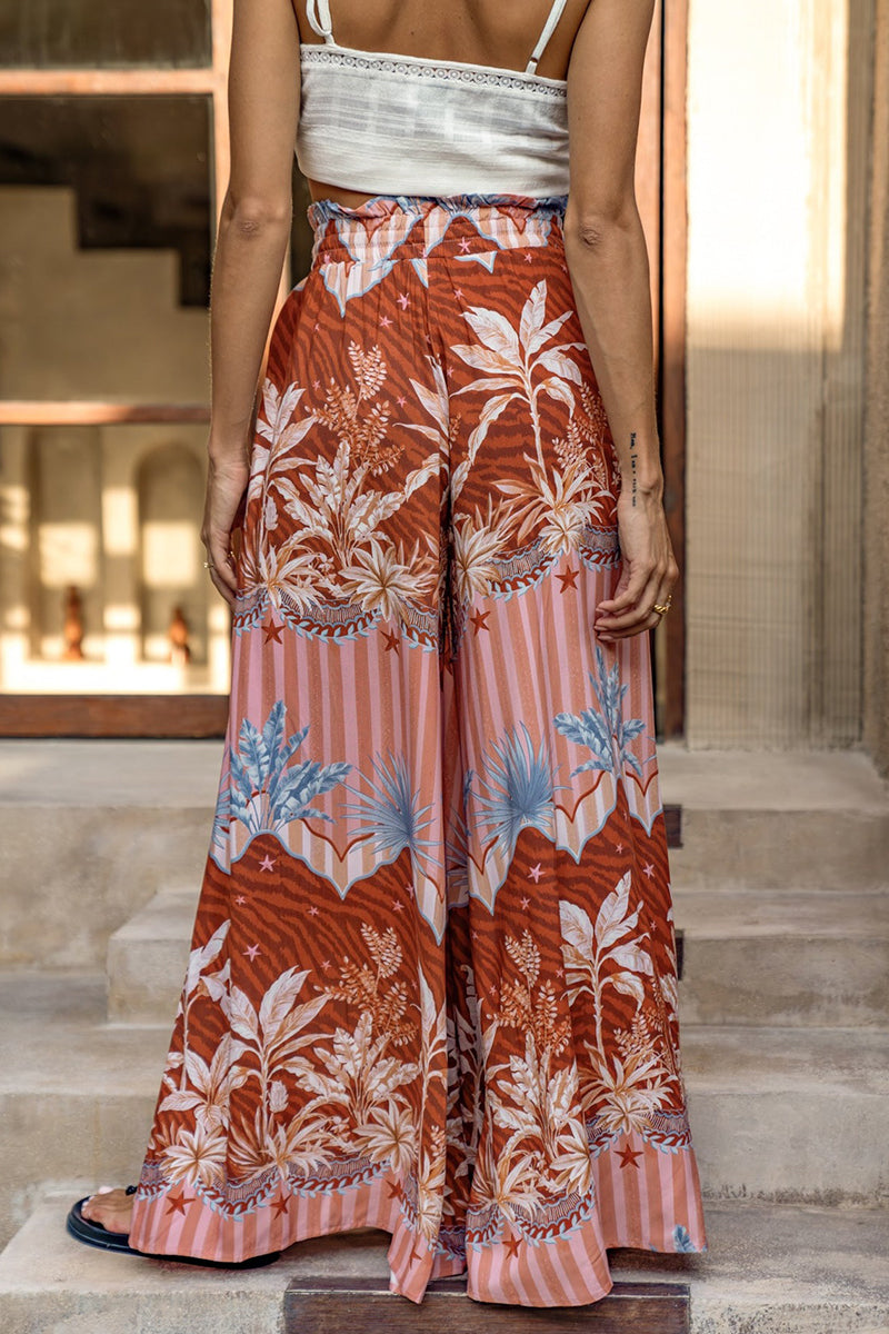 Floral Wide-Legged Casual Pants